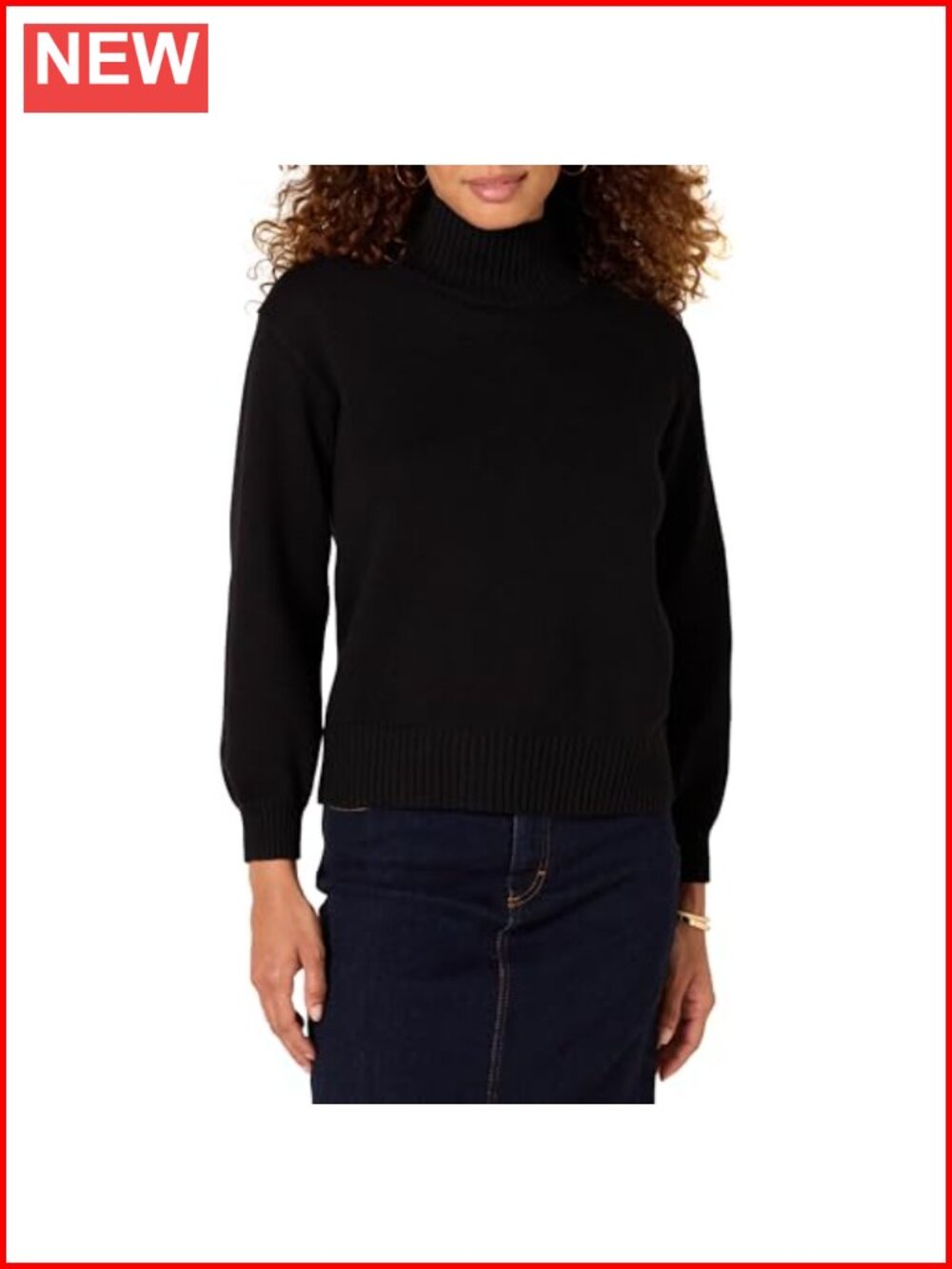 Women's Organic Cotton Funnel Neck Pullover Sweater Blouson Sleeve